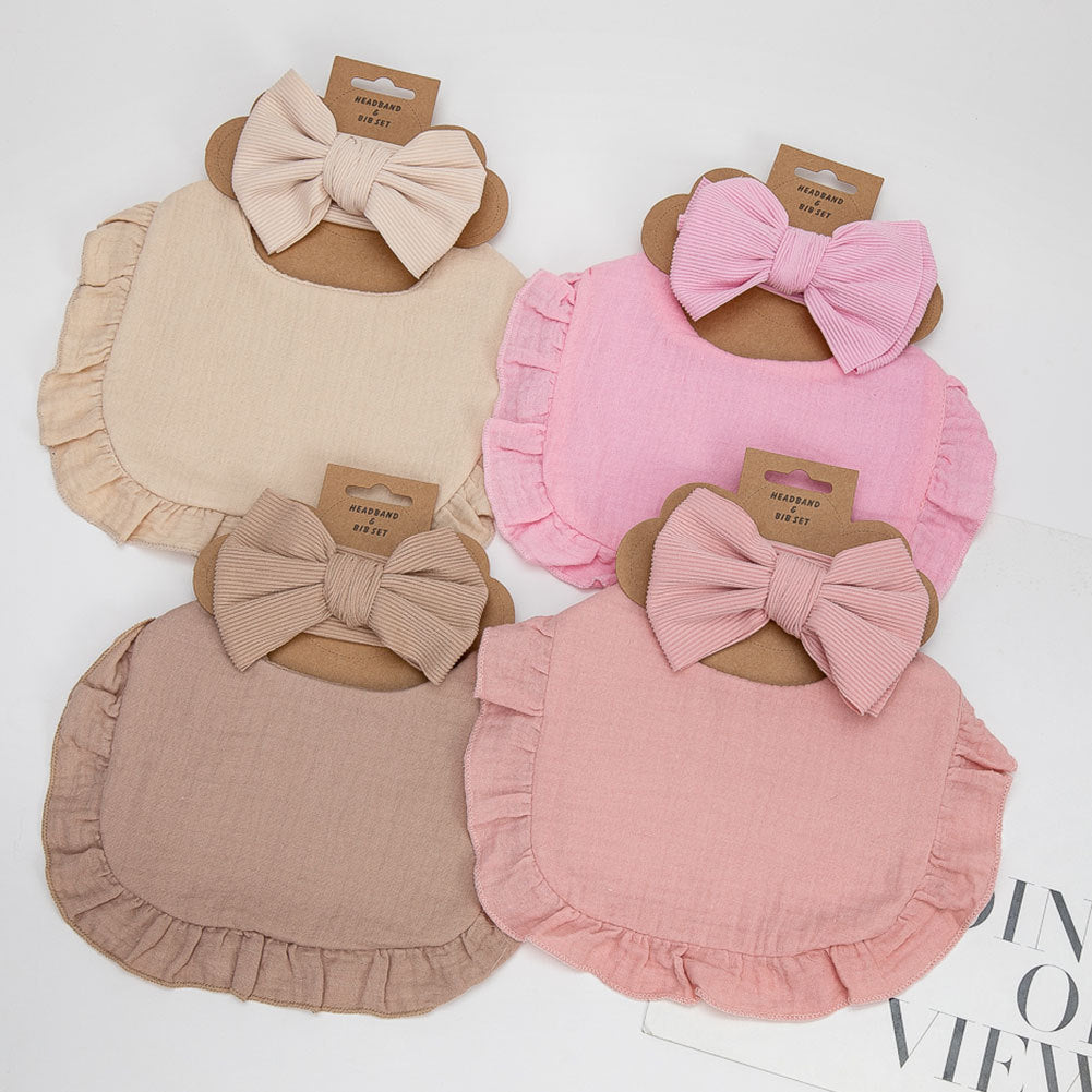 Pure Color Ruffles Children's Saliva Towel Suit