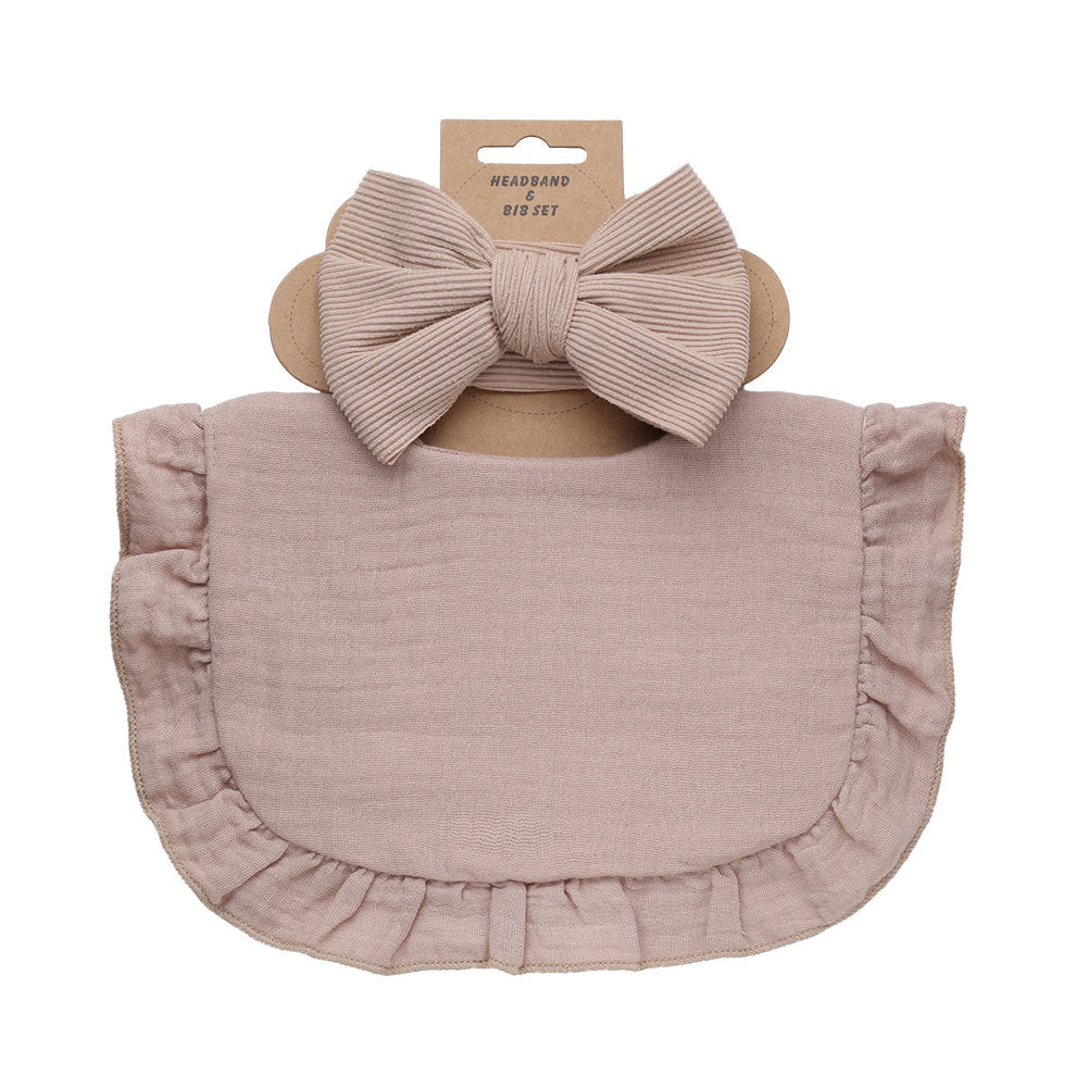 Pure Color Ruffles Children's Saliva Towel Suit