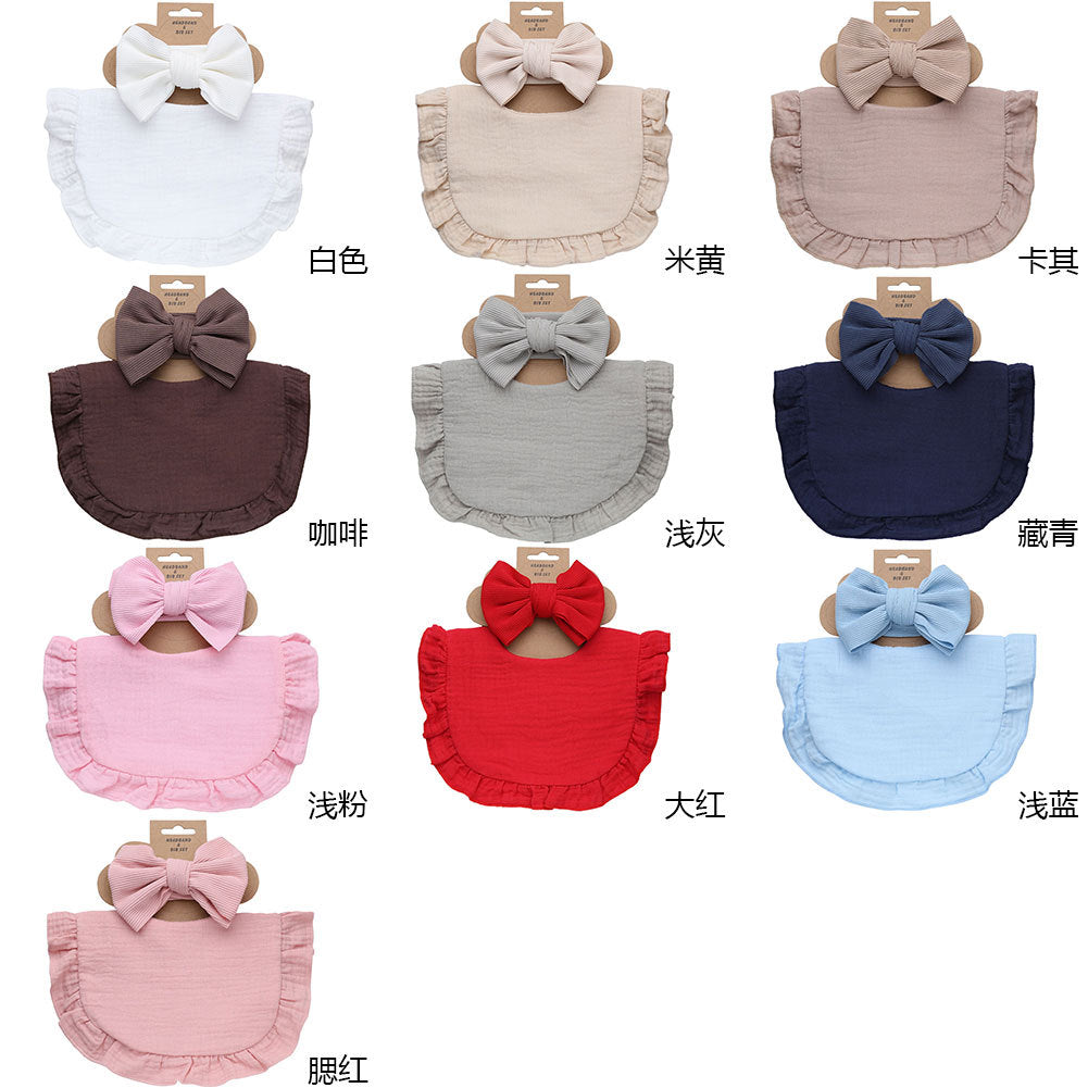 Pure Color Ruffles Children's Saliva Towel Suit
