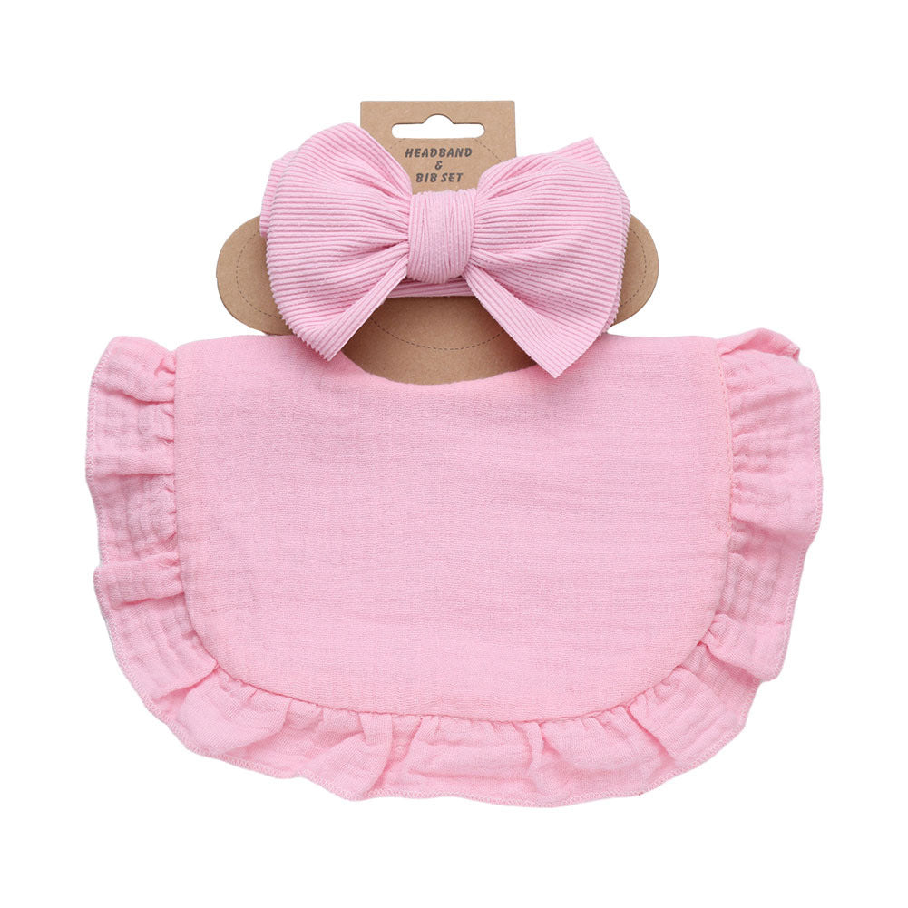 Pure Color Ruffles Children's Saliva Towel Suit