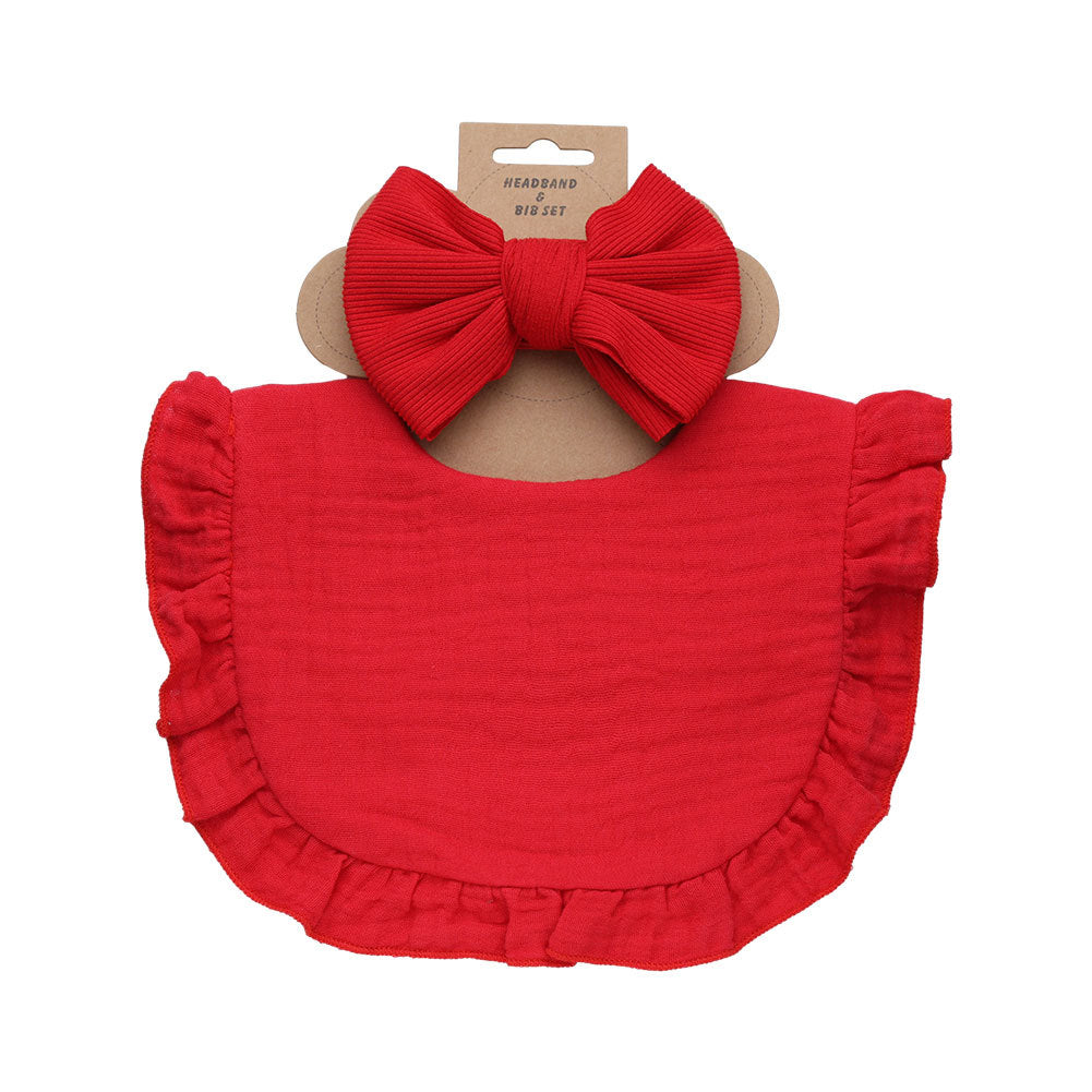 Pure Color Ruffles Children's Saliva Towel Suit