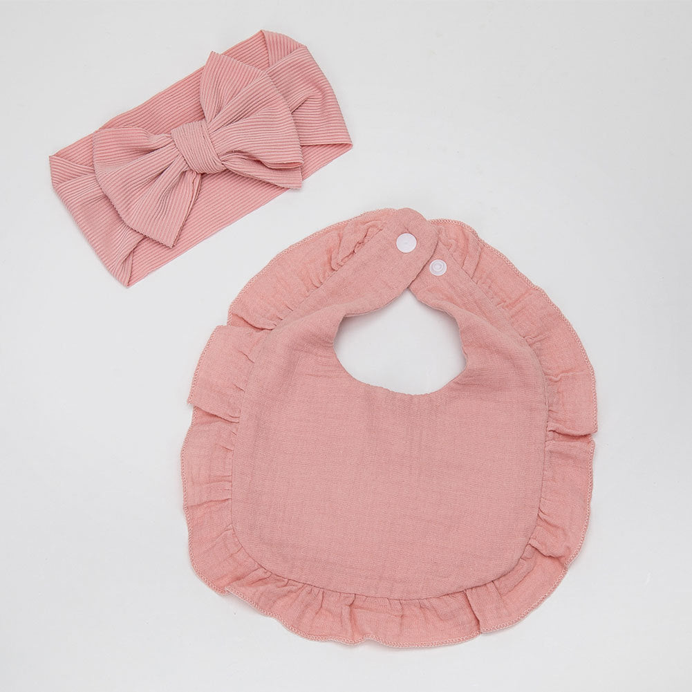 Pure Color Ruffles Children's Saliva Towel Suit