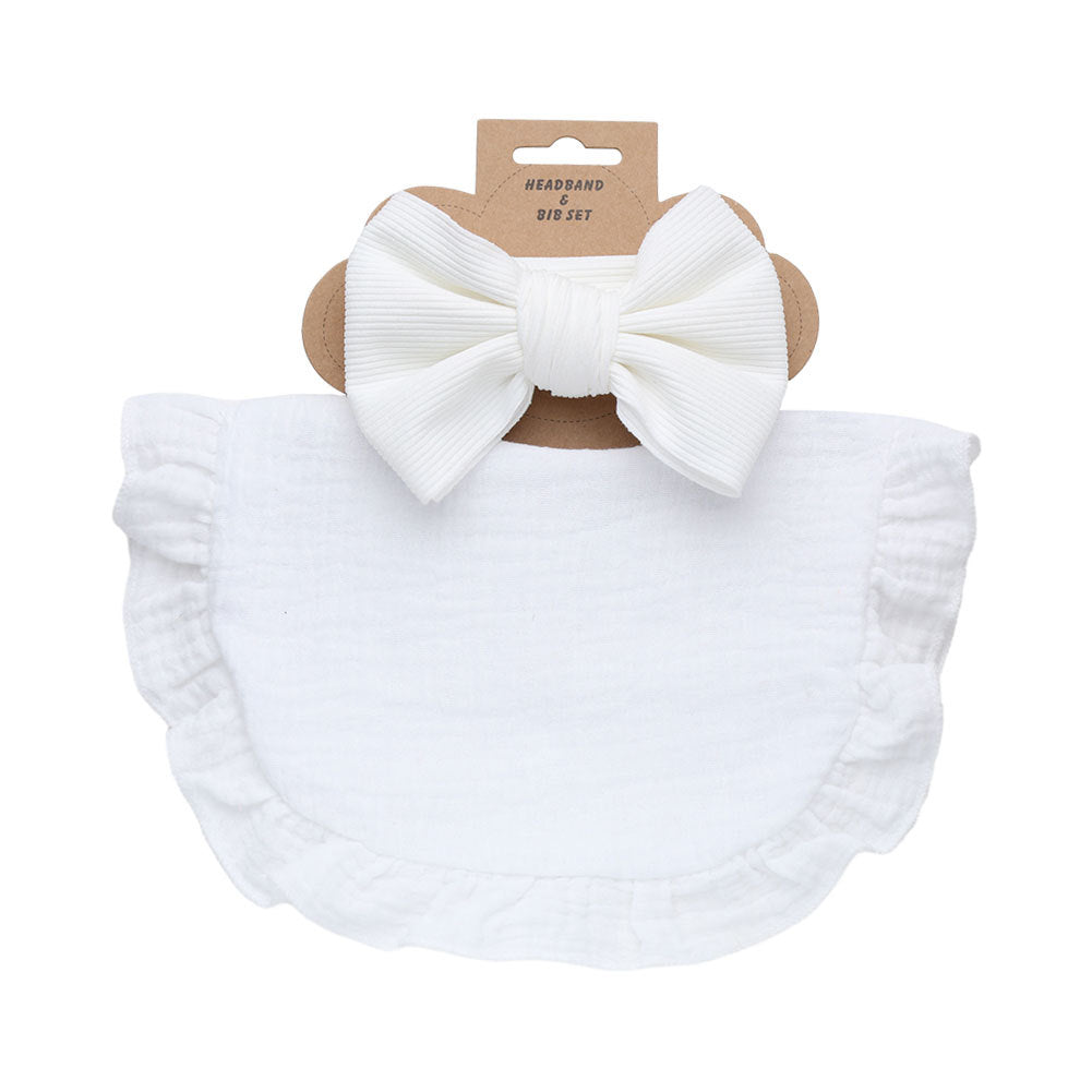 Pure Color Ruffles Children's Saliva Towel Suit