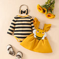 Baby Cute Little Bee Stripes Long-sleeved Triangle Romper Suit